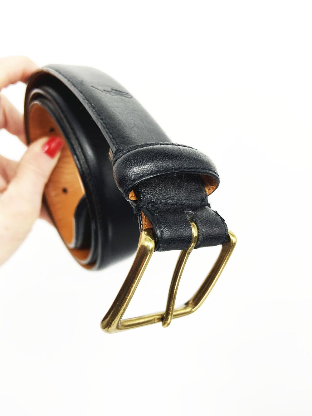 Polo Ralph Lauren Black Skinny Leather Belt Size 36